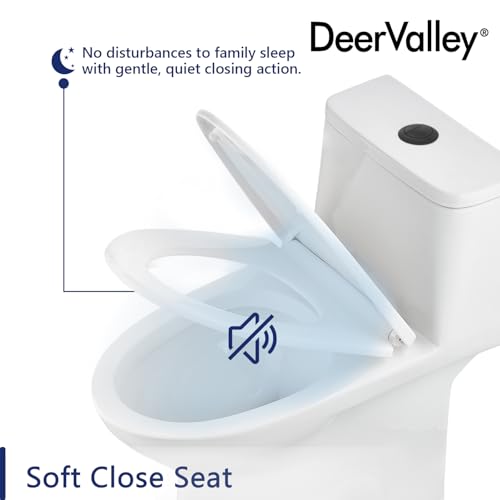 Image of DeerValley DV-1F52816 Ally White Ceramic Standard Comfortable Seat Height Elongated Dual Flush One Piece Toilet with Soft Closing and Quick Release Toilet Seat