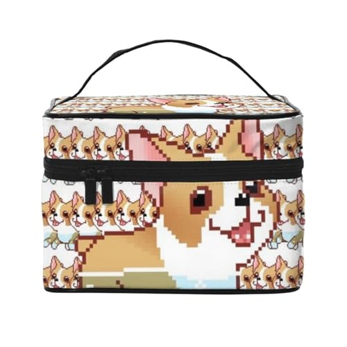 犬柄(8) 化粧ポーチ メイクボックス 化粧品収納 洗面用具ポーチ コスメポーチ 大容量 可愛い 軽量 防水 ポーチ コスメぽーち 男女兼用