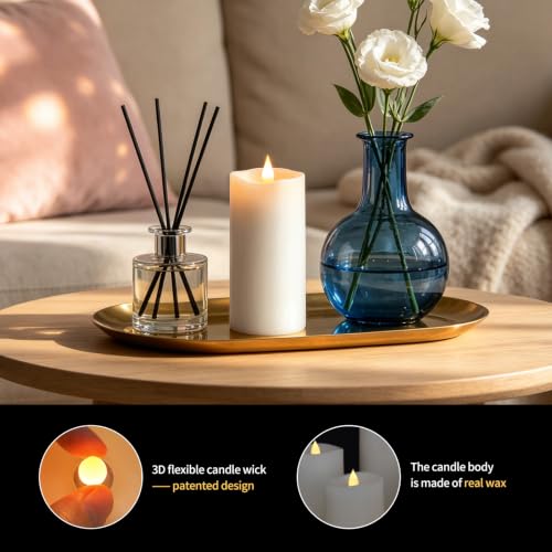 Image of Flameless LED Candles 3 inchx7 inch Set of 1, Battery Operated with Remote & Timer, 600-Hour on 2 AA Batteries, Flickering Realistic Flame, White for Indoor /Outdoor