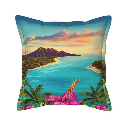 Housse de coussin hawaïenne en cuir de qualité pour décoration lit