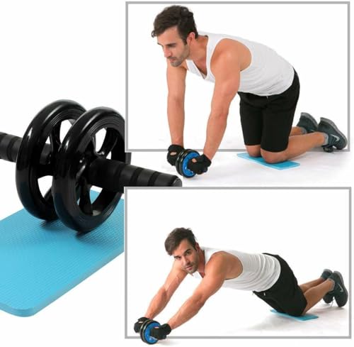 Image of Ab Exerciser,Gym - Multipurpose Fitness Equipment for Men and Women Anti Skid Double Wheel AB Roller Exerciser with Knee Mat Steel Handle