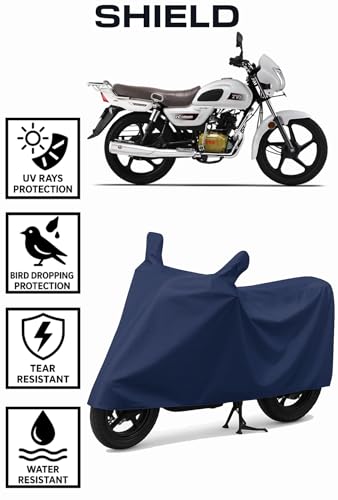 Image of Shield Heavy Duty Bike Cover for Tvs Radeon | All-Season, Tear-Proof Fabric | with Side Mirror Pocket & Buckle Belt | Tvs Radeon Bike Cover