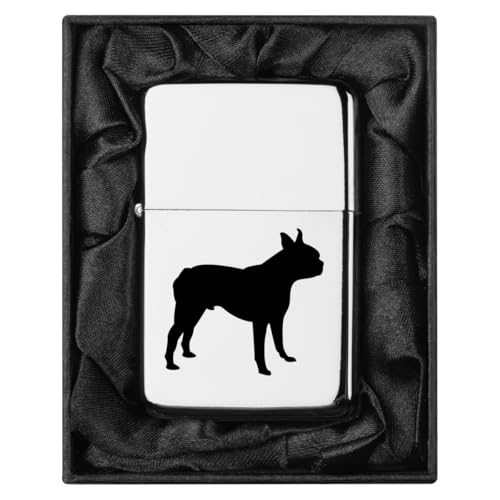 Encendedor en caja de regalo con forro de seda negra Boston Terrier