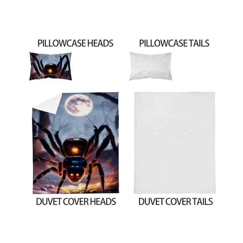 Housse de couette araignée animaux imprimé 3D microfibre 135x200 - 5