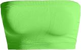 Women's Strapless Sexy Y2K Tube Top Sleeveless Stretchy Bandeau Crop Top Casual Solid Summer Outfit Neon Green Regular