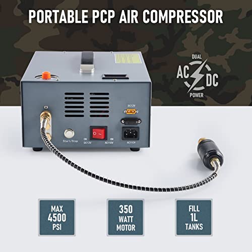 Creworks High-Pressure Electric Pcp Pump - 12L/Min Portable Pcp Air Compressor 4500 Psi 110V, Fast Air Rifle Pistol Paintball Tank Air Pump, 12V Hpa Compressor 30Mpa #TOP1