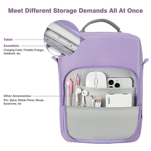 Image of Dadanism 9-11 Inch Tablet Sleeve Bag Carrying Case with Shoulder Strap for iPad (A16) 11 inch, iPad 10th Gen 10.9 inch, iPad Air M4 /Pro M5 11 inch, iPad 9 /8 /7th 10.2 inch, Galaxy Tab A11+ Plus 11 inch, Grey Purple