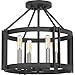 Quoizel VC1716MB Victor Open Frame Drum Semi Flush Mount Ceiling Lighting, 4-Light, 240 Watts, Mottled Black (15"H x 16"W)
