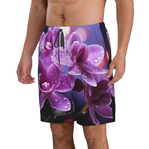 Men's Swim Trunks Quick Dry Bathing Suits Purple Flower Beach Board Shorts Swimwear with Pockets2