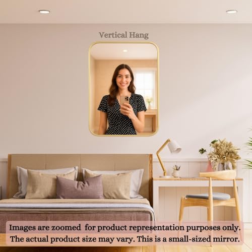 Image of 12x18 Inch Metal Frame Glass for Wall /Aluminium Rectangle Bathroom Wall Mirror /Mirror for Bathroom /Bedroom /Living Room /Entryway /Dressing Room /Decorative /Vanity| AM1218A2