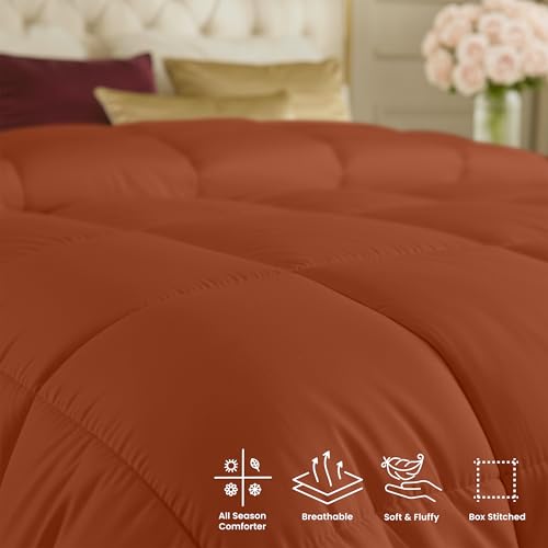 Image of Utopia Bedding Duvet Insert, Twin Comforter 64 x 88 Inches, Burnt Orange | Cozy All Season Comforter for Kids, Boys, Girls, and Teens, Down Alternative Fill, Soft Microfiber Shell, Machine Washable