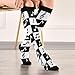 sanluoli Fashion Black White Checkered Note relief compression stockings for travel for men mujer 2 pair