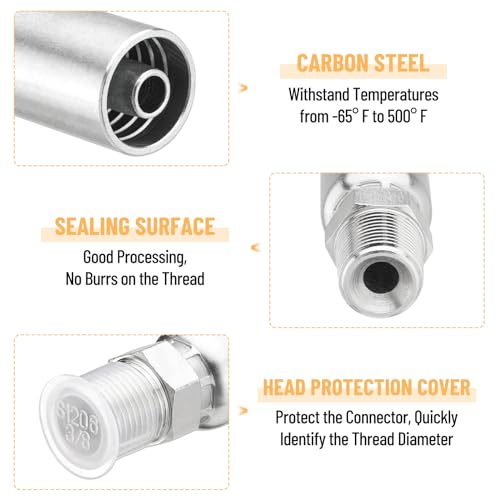 Image of 12 Pack Hydraulic Hose Fittings: 1 /4 inch I.D. Hose x 1 /4 inch NPTF Male with Protection Cover, Hydraulic Hose End Crimp Fitting Kits Compatible with U-Series Hose