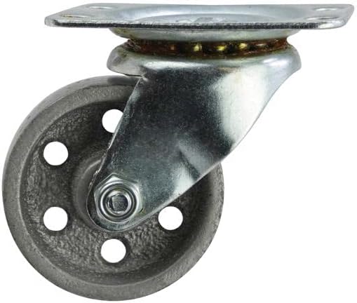 Shepherd Hardware 9174 2-Inch Cast Iron Swivel Plate Caster, 125-lb Load Capacity,Silver