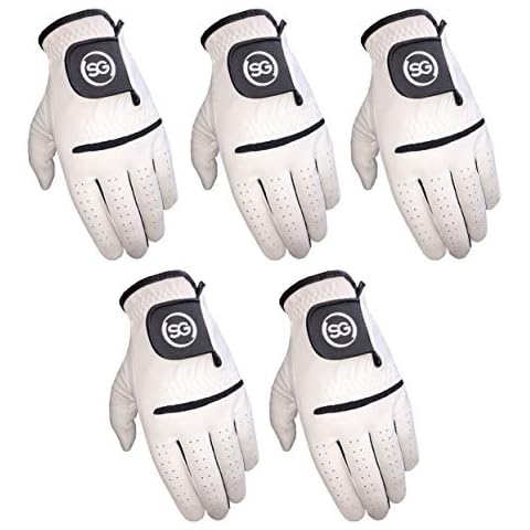 H-Cube SG Men All Weather Golf Gloves Cabretta Leather Palm Patch and Thumb (Men - White Pack of 5 Medium Right Hand) Cover