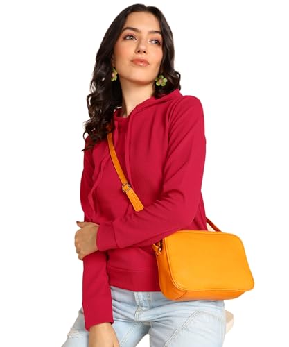 Image of POPWINGS Casual Solid Hooded Pocket Sweatshirt for Women || Women Sweatshirts Casual Wear ||Stylish Western Winter Wear Sweatshirts for Women
