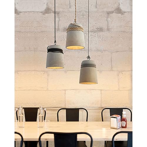 Lampe suspendue E27 en ciment et métal rétro pour salle à manger