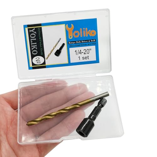 Image of 2 Pcs Hanger Bolt Driver and Drill, Alloy-Steel Driver with HSS Twist Drill for 1 /4 inch-20 Double Headed Wood Screws Fully All Threaded Rod,Threaded Insert Hexagon Head Drivers and Drills Bits
