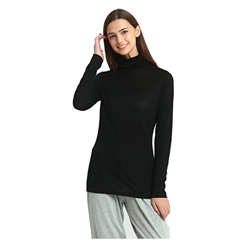 JASMINE SILK - Camiseta de Manga Larga - para Mujer Negro Negro Large