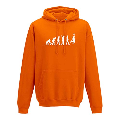 Hoodie Evolution Basketball Dunking Sport Jordan NBA 10 Farben Herren XS - 5XL DBB Alba Brose 46ers Olympia Bulls Celtics Spurs, Größe:XL, Farbe:orange - Logo Weiss