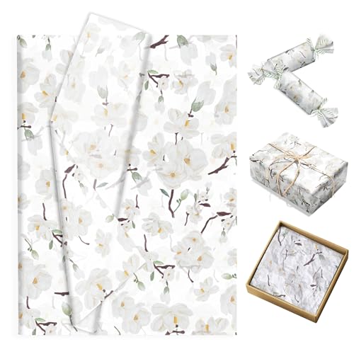 マグノリア薄葉紙 100枚、柄入りギフトキャンディ包装紙、手作りアート誕生日・結婚式引き出物包装紙、サイズ：13.8 x 19.7インチ