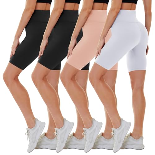 Image of CAMPSNAIL 4 Pack Biker Shorts for Women High Waist - 5 inch /8 inch Tummy Control Soft Athletic Yoga Workout Running Gym Shorts
