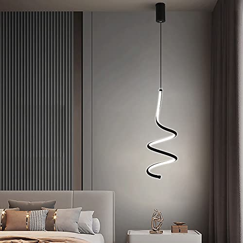 Lámpara colgante LED moderna en espiral de metal y acrílico para techo de dormitorio 4