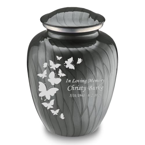 Geturns Embrace Adult Custom Butterfly Cremation Urns for Human Ashes I Pearl Silver Large Funeral Urn for Female and Male I 200 lbs (Pearl Silver)