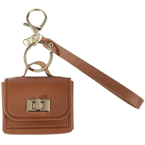 CALFOVERA Petit Porte Clés pour Sac à Dos Pochette Miniature en Cuir PU Porte Monnaie Pendentifs à Fermoir Tournant avec Anneau pour Casque Petit Porte...