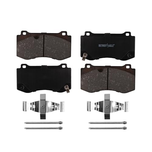 Image of Detroit Axle - Front Brake Pads for Chrysler 300 Dodge Challenger Charger Magnum Jeep Grand Cherokee, Ceramic Brake Pads w /Hardware Replacement