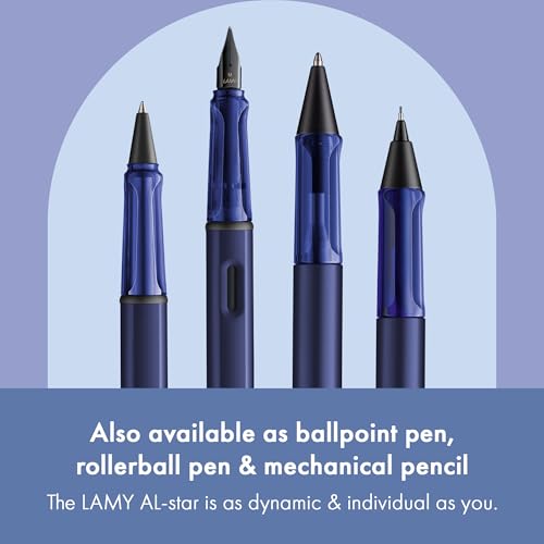 Image of LAMY AL-star dark dusk - Fountain Pen with ergonomic grip & polished steel nib in size F - lightweight aluminum body - including LAMY T 10 blue cartridge - Right-Handed