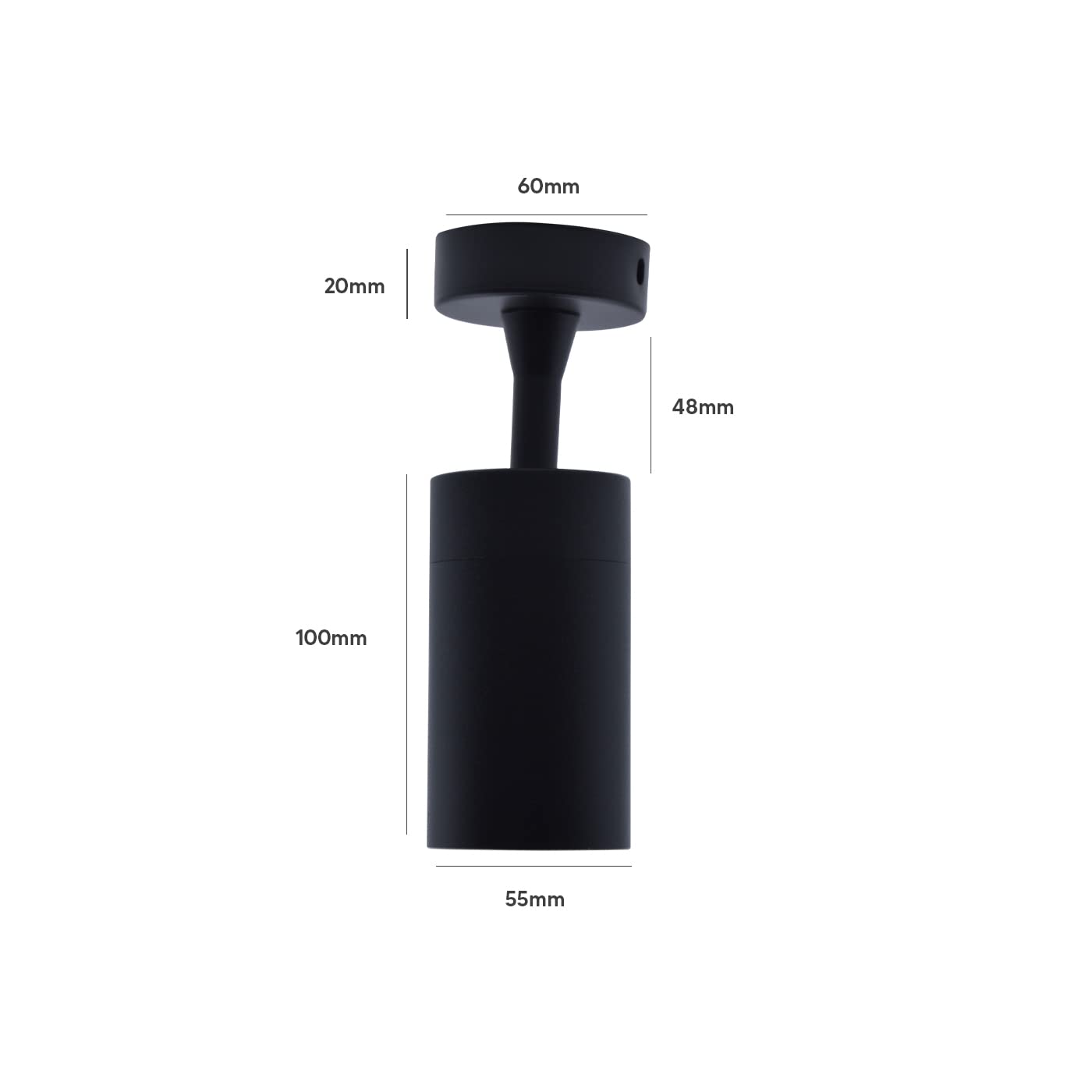 Eurekaled Portafaretto de techo o pared GU10 - Foco orientable 360° con haz direccionable - Bombilla intercambiable - Para salón, cocina, pasillo - IP20 (negro)