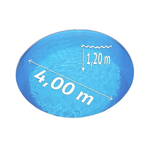POOL Total Rundpool Ø4,00 x 1,20m, Folie 0,6mm Stahlwand Schwimmbecken-Set inklusive Skimmer-Set mit Einströmdüse