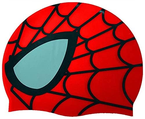 Silicone Swim Cap for Kids, Comfortable Swimming Cap Ideal Kids Swim Cap for All Head Size, Cartoon Swimming Cap for Child, Swimming Training Cap (RED)-image-9
