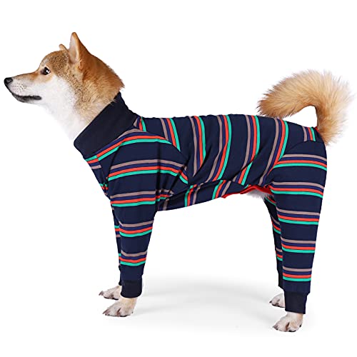Dog Recovery Suit Abdominal Wound After Surgery Wear Prevent Licking Wounds E-Collar & Cone Alternatives Postoperative Shirt Dog Pajamas Long Sleeve Prevent Shedding (XX-Large, Blue)