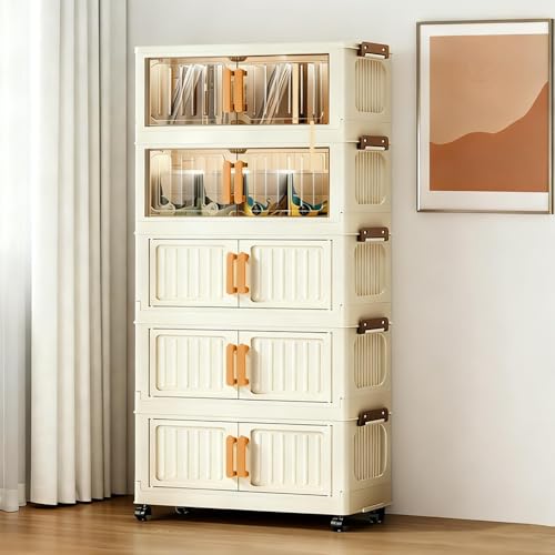 Five layer storage cabinet stackable storage cabinet large capacity plastic storage drawers with smooth roller storage box dual color matching suitable for bedrooms living rooms offices