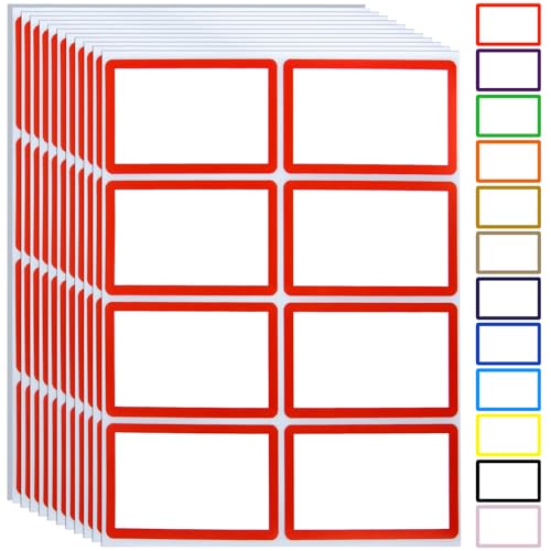 Name Tag Stickers,15 Colors Available,200pcs Red Name Tag Labels,3.5' x 2.25' Name Badges Name Tags Label for School,Party,Training,Clothing(Red)