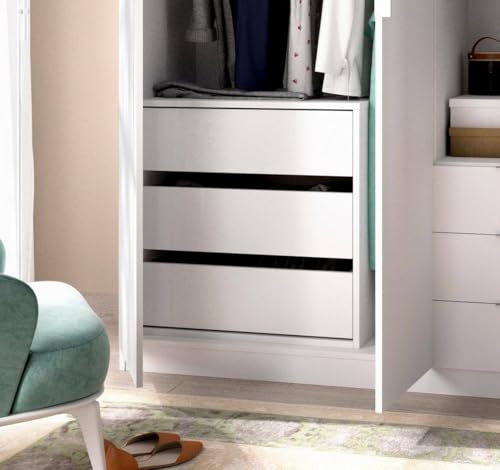 Dmora - Cassettiera Vinson, Settimanale per Interno Armadio, Comò per Camera da Letto con 3 cassetti, 60x40h60 cm, Bianco