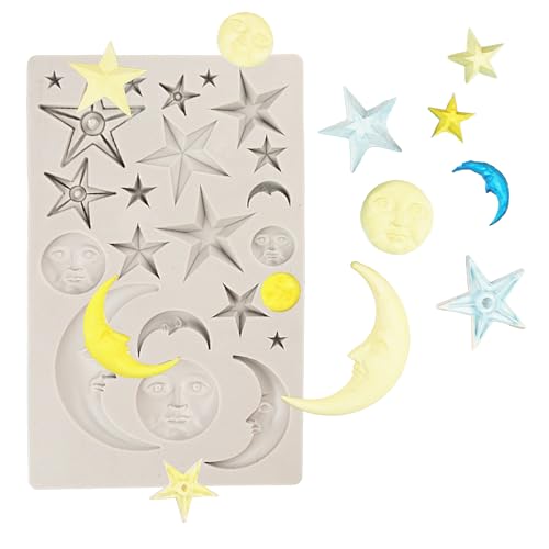Gxdamxz Silikonform Sterne & Mond Fondant Formen Silikon 3D Kuchen Dekoriere DIY Gießformen Silicone Mold