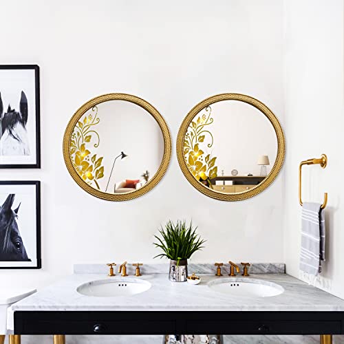 Keqam Round Mirror, Gold Round Mirror 23.6 Inch, Metal Frame, Round Bathroom Mirror For Wall, Living Room, Bedroom, Bathroom, Entryway, Hallway. Wall Art Decoration #TOP3