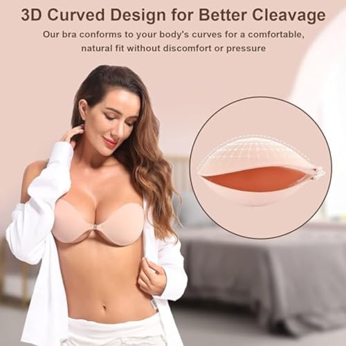 Image of Cheekee Ultimate Comfort & Support: Women's & Girl's Strapless Push-Up Wire-Free Stick-On Invisible Bra with Breathable Fabric, Reusable Design