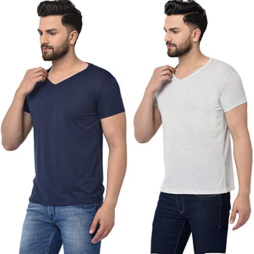 Image of JANGOBOY Men's V-Neck Cotton T-Shirt (Pack of 2)