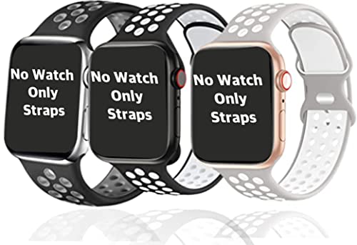 Image of RGY [3 pack] Compatible with Apple Watch Straps 45mm 44mm 42mm SE iWatch Series 7 6 5 4 3 2 1 for Women Men, Breathable Sport Silicone Replacement Band - Black /grey - Black /White - Grey /White
