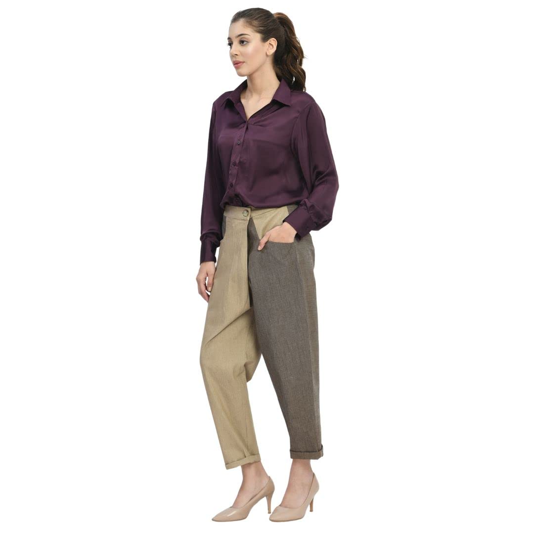 ADM DESIGNModal Satan, Plain Trendy Women Shirt with Colour Color Regal Purple (Size L)