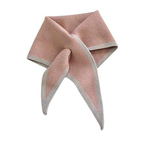 Meoliny Knit Triangle Neck Scarf Autumn Warm Scarf Winter Neck Warmer for Women Neckerchief Winter Shawl Warm Scarf,Pink