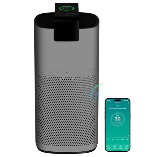 Image of Air Purifiers for Smoke, HEPA Air Purifiers for Home Large Room Up to 3600 Ft with PM 2.5 Air Laser Sensor, HEPA 3-in-1 air Filter Filters Airborne Particles, Wildfire Smoke, MR7566-WF, Grey