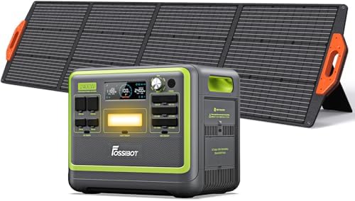 FOSSIBOT F2400 Power Station with 200W Solar Panel, 2400W 6XAC (4...