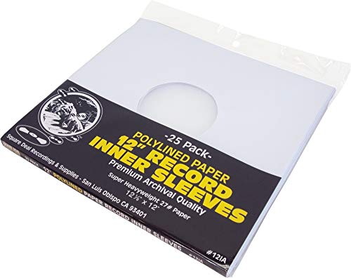 12" Premium Polylined Heavyweight Record Inner Sleeves - Archival Quality, Heavyweight Paper & Plastic #12IA (25)