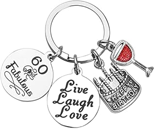 kuou 50th 60th Birthday Keyring, 50th 60th Birthday Gifts Keyring Birthday Present Keychain Gifts for Mum Dad Women Men Wedding Anniversary or Birthday Gift