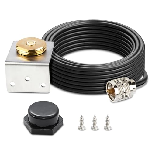 Anina 3/4 Inch Hole Mount NMO L Bracket, 16ft RG58 Pure Copper NMO to PL259 Coax Cable with Waterproof Cap for VHF/UHF/CB Ham Radio Dual Band Antenna
